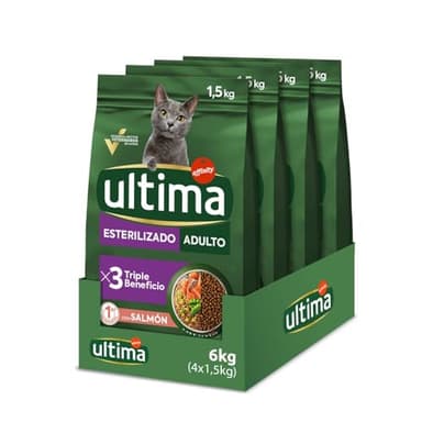 Ultima Cibo per Gatti Sterilizzati con Salmoni -Confezione da 4 x 1,5 kg - Totale: 6 kg