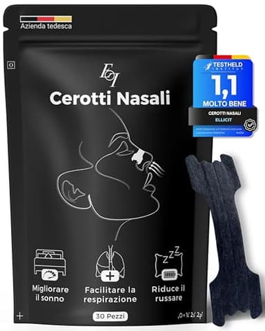 Ellicit Cerotti Nasali, 30 cerotti naso di qualità superiore, cerotti per non russare, tenuta extra per una migliore qualità del sonno, Alivia la congestione nasale, nasal strip [univ.] (Nero)