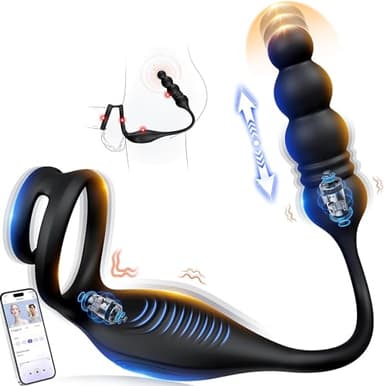 Vibratore per Uomo Stimolatore Prostata Anal Plug Sex Toys, Vibratore Anale Dildo Anale Plug Analesex Toy con Telecomando, Sex Toy Uomo Donna Butt Plug 9 Mode Télescopique & Vibrations