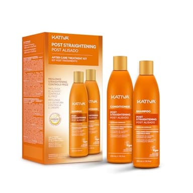 KATIVA Trattamento Post Lisciante Brasiliano | Shampoo e Balsamo | Prolunga la Lisciatura del 50% | Antifrizz | Kit 2 pezzi | 225 ml | con cheratina vegetale e acido ialuronico