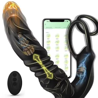 Controllo APP Uomini Massaggio prostata Uomini Massaggio prostata con doppio anello di coda in silicone Plug anale Dild Vibratori modellati Giocattoli sessuali anali per adulti per coppie gay