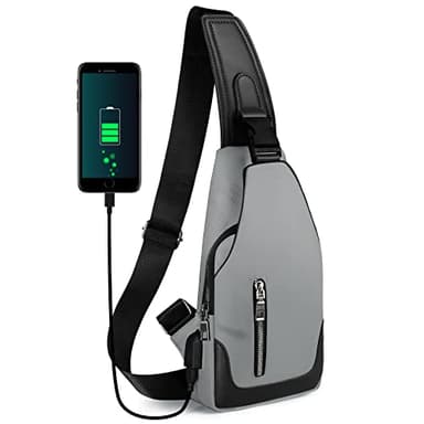 Aucuu Zaino Monospalla Uomo, Borsello Tracolla da Uomo, Sling Bag Impermeabile per Lavoro Sportivo/Treeking/Ciclismo/Viggio(includere 1 Cavo USB)