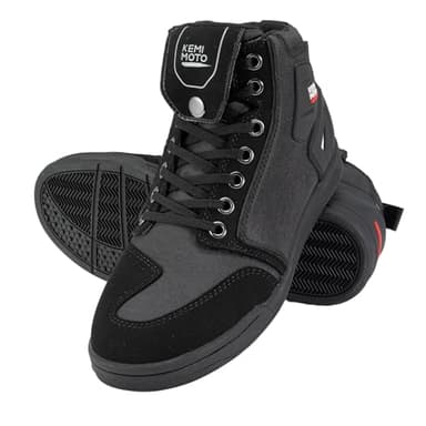 KEMIMOTO Scarpe Moto Uomo, Stivali Moto Uomo Casual con Il Cambio Marcia, Scarpe da Ginnastica da Motociclo Traspiranti con Zip Laterale, Nero, 46 EU