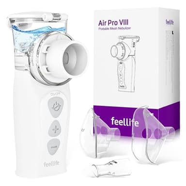 FEELLIFE Aerosol Portatile Silenzioso Typc-C Ricaricabile, Aerosol per Adulti e Bambini Velocità di Nebulizzazione Regolabile Meno Residui, Aerosol per Alleviare Tosse, Rinite e Sintomi Respiratori