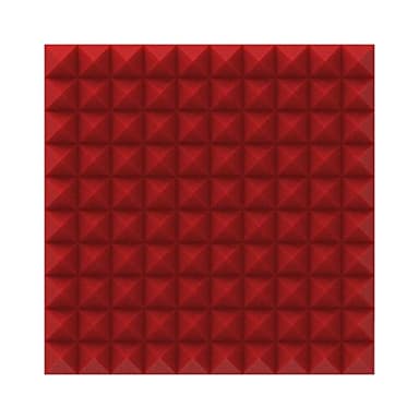 Pannello Acustico Fonoassorbente Piramidale, per Trattamento acustico, 50x50x5 cm Non sottovuoto (Rosso) densità 45