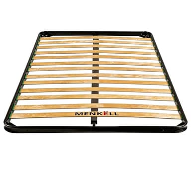 MENKËLL - Rete Letto Ortopedica Da Appoggio Senza Piedi Rinforzata per letto da Incasso - Telaio in Ferro e Doghe in Legno - Per Tutti i Tipi di Materassi, Supporta Fino a 170kg (120cm 1 piazza e 1/2)
