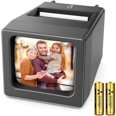 Proiettore portatile di diapositive e film da 35 mm, ingrandimento 2x e visualizzatore illuminato a LED per vecchie diapositive e negativi di pellicola da 35 mm (2 batterie AA incluse)