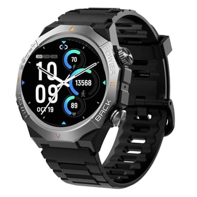Smartwatch Uomo Donna con Effettua o Risposta Chiamate, 1.39" Militare Orologio Smartwatch, Sonno Cardiofrequenzimetro, 110+ Modalità Sportive Fitness Tracker, IP68 Smart Watch Android iOS, Nero