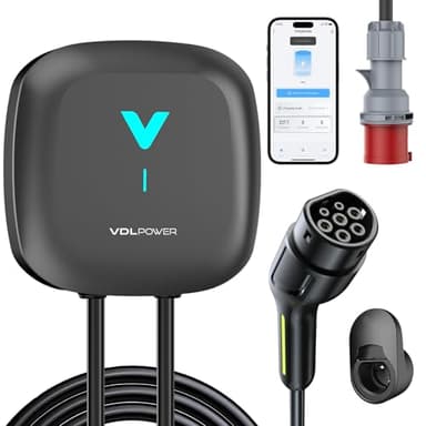 VDLPOWEREU Wallbox 22kW Tipo 2, 6-32A, Trifase Colonnina Ricarica Auto Elettrica con App Supporto, con cavo di ricarica Type 2 da 6m, Protezione IP67, per BEV/PHEV