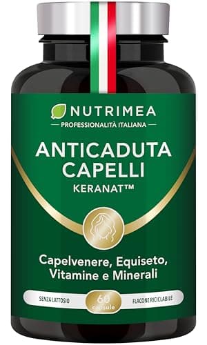 Anticaduta Capelli Nutrimea | Integratore con Keranat™, Equiseto e Capelvenere | Ricco di Biotina, Zinco e Selenio | 60 Capsule | Nutrimea