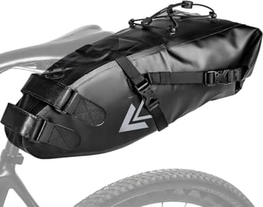 Jeebel Borsa da Sella Bici, Borse da Bicicletta Posteriori Laterali Borsa da Sottosella Impermeabile 10L Portaoggetti da Sella Leggero Per Ciclismo Bici Corsa MTB Mountain bike, Nero