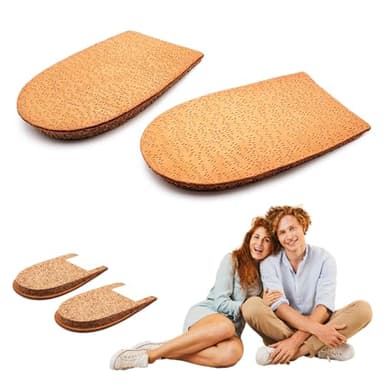 Alzatacco 6mm in Sughero Naturale con Rivestimento in Pelle – Supporto Plantare per Tallone – Soletta Ortopedica Antisudore – Migliora la Distribuzione del Peso e il Comfort (35-37 EU)