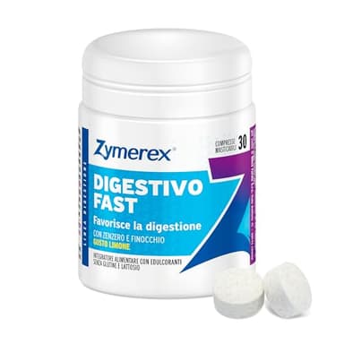 Zymerex FAST | 30 compresse | Digestivo Con Finocchio e Zenzero | Assumere dopo i pasti | Senza glutine e lattosio | Adatto a vegetariani e vegani (l'imballaggio può differire)