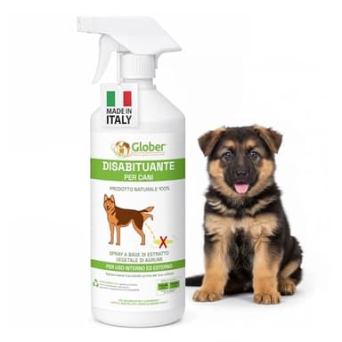 GLOBER Disabituante per Cani Anti Urina - Spray 750ml - Made in Italy 100% Base Vegetale per Interni ed Esterni - Addestrativo Urine Stop Cani - Dissuasore Cani e Elimina i Cattivi Odori