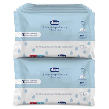 Chicco Salviette Neonato Detergenti Multiuso, Senza Alcool, Profumate, Adatte per Pelli Sensibili, senza flip 2024, Megapack da 864 Salviette, 12 Confezioni da 72 Salviettine