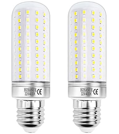 HZSANUE LED Lampadine Mais 32W, E27 Vite Edison Lampadine, Bianco Naturale 4000K, 3600LM, 240W Lampadina Incandescenza Equivalenti, Non Dimmerabile, Confezione da 2