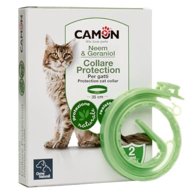 CAMON | Collare Barriera per Gatto "Olio di Neem", Rilascia un Gradevole Odore, Resistente all'Acqua, Protezione per Circa 2 Mesi, 35cm