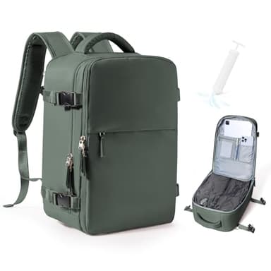 kibachev Zaino sottovuoto, bagaglio a mano 45x36x20 per EasyJet – Zaino da viaggio compatto con sistema sottovuoto e organizer, verde