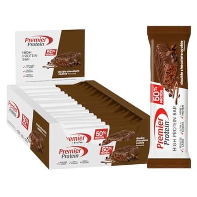 Premier Protein - High Protein Bar 50% - Double Chocolate Cookie - 16x40g - basso contenuto di zuccheri – low carb – senza olio di palma