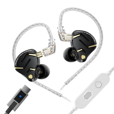 Yinyoo KZ ZS12 Pro 2, Cuffie Gaming, Cuffie con Filo USB C, IEM Gaming Ibride 1DD + 5BA, Auricolari con Microfono 4 EQ Modes, In Ear Monitor per FPS Gamers