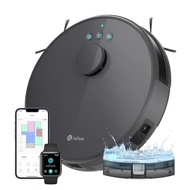 LEFANT M1 Robot Aspirapolvere Lavapavimenti con Mappatura,Navigazione LDS,5500 Pa Potente Aspirazione,150 min,Zona Vietata,Aspirapolvere Robot Sottile da Diam 32 cm Controllo App/Alexa,Grigio