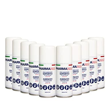 Pharmamani KIT 10 PEZZI SPRAY IGIENIZZANTE SUPERFICI da 100 ml. 100% Alcool, Efficacia immediata, Igienizza le Superfici al Contatto, Asciuga rapidamente. Profumo gradevole. Tascabile.