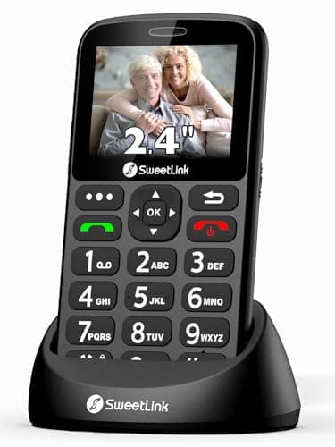 SweetLink 4G Telefono Cellulare per Anziani con Tasti Grandi, LTE Telefoni Cellulari Anziani con Base di Ricarica, 2.4'' Pantalla, Funzione SOS, Volume Alto, Chiamata Rapida (Nero)