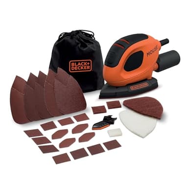 BLACK+DECKER Mouse 55W Levigatrice compatta per dettagli con 10 accessori e borsa per il trasporto, BEW230BCA-QS