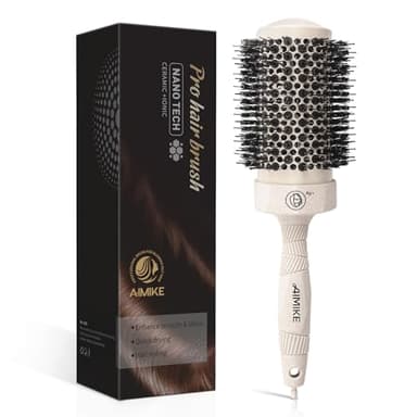 AIMIKE Spazzola Rotonda per Capelli, Spazzola Termica per Capelli, Ideale per Piega, Spazzola Tonda per Ridurre i Tempi di Asciugatura, Spazzola Professionale in Ceramica per Capelli - 53mm