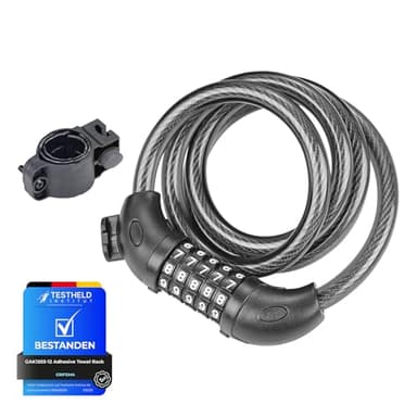 GRIFEMA GA1203-12 Lucchetto per bicicletta antifurto con combinazione di 5 cifre per biciclette, moto, scooter, 120 cm, nero