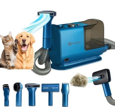 BEHOME Aspirazione e Toelettatura Cani e Gatti, Aspirapolvere Cane e Gatto, Aspiraione Peli Animali e Aspirapelo, Tosatrice professionale 6 accessori, Silenzioso