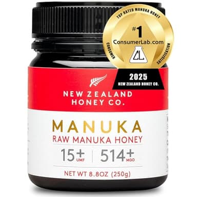 New Zealand Honey Co. Miele di Manuka MGO 514+ / UMF 15+ | Attivo e lordo | Prodotto in Nuova Zelanda | 250g