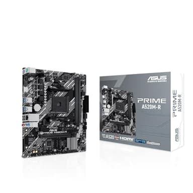 ASUS Prime A520M-R Scheda madre AMD Ryzen AM4 mATX con supporto M.2, Realtek 1Gb Ethernet, HDMI, SATA 6 Gbps, supporto USB 5Gbps posteriore e anteriore, Nero