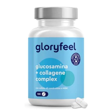 Glucosamina Condroitina MSM, Integratore 6-in-1 con Collagene e Acido Ialuronico, 120 Compresse per 2 Mesi, Articolazioni, Cartilagine e Ossa, Prodotto in Germania, Senza Glutine e Lattosio