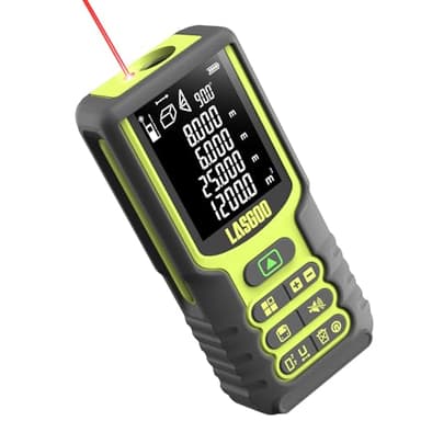 Metro Laser, LASGOO 100m/328ft Misuratore Laser, Misuratore di Distanza Laser con Sensore Angolare,Ft/In/M, Display LCD Retroilluminato, Modalità Distanza/Area/Volume/Pitagorica, Batteria Inclusa