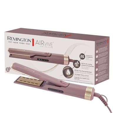 Remington Piastra capelli e Modellatoe ad Aria Calda 2-in-1 AIRvive Wet & Dry con Tecnologia Ioni, Micro-Conditioner, Display LED e Rivestimento Curvo Anti-Crespo, AS8930