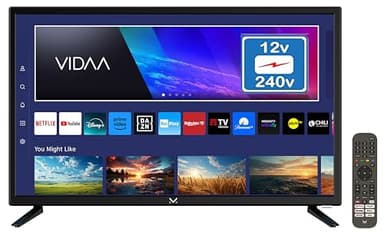 Majestic SM324 V1 - Televisore SMART LED HD READY 24" doppia alimentazione (12V e 220V), Sistema operativo VIDAA, Wi-Fi integrato, DVB-T/T2 e DVB-S/S2, Telecomando, 2 USB, 3 HDMI