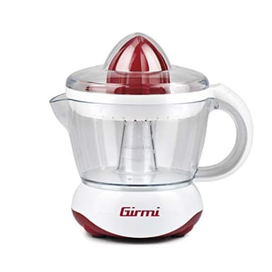 Girmi SR02 Spremiagrumi Elettrico, 25 W, Doppia rotazione, Capacità 700cc, Doppia coppa di spremitura piccola e grande, Rosso/Bianco
