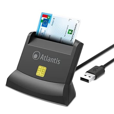 Atlantis Lettore Smart Card Reader per tessera sanitaria, CNS carta nazionale dei servizi, Carta ATe della PA, attivazione spid, firma digitale, per Pc e Notebook, porta USB. Cod. P005-SMARTCRV-U