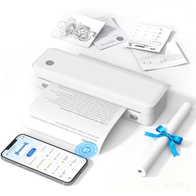 Bisofice D82 - Stampante portatile A4, Stampante Termica Bluetooth compatibile con Android e iOS, Stampante Senza Inchiostro per Ufficio Viaggi, Casa, Bianco