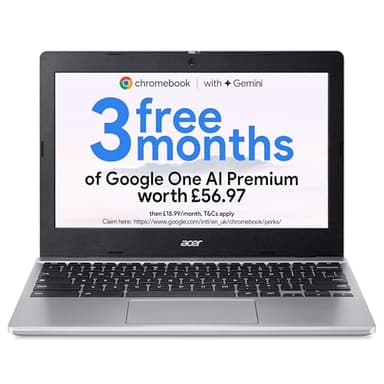 Acer Chromebook 311 CB311-12H - Computer portatile Intel N100, 4 GB, 64 GB eMMC, grafica integrata, HD da 11,6 pollici, Google Chrome OS, argento