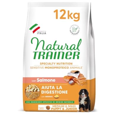 Natural Trainer Sensitive No Gluten Cibo per Cani Puppy&Junior con Salmone - 12kg