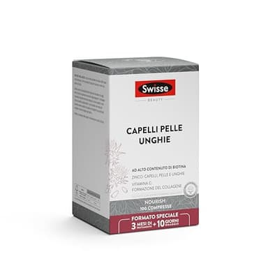 Swisse Capelli Pelle Unghie 100 compresse - Integratori capelli con Biotina, Vitamina C, Zinco, Cardo mariano, integratore per Pelle e Unghie