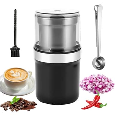 Bizcasa Macina Caffe' Elettrico 200W, Macinacaffè Elettrico per Chicchi di Caffè, Spezie, Semi, Cereali, Noci, 100g, Lame e Contenitore in Acciaio Inox Lavabile, Macina Spezie (A)
