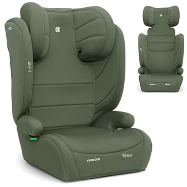 KikkaBoo i-Aid Seggiolino auto 15-36 kg, Seggiolino auto per bambini, 100-150 cm, Gruppo 2/3, da 3,5 a 12 anni, Poggiatesta regolabile in 13 posizioni, i-Size, Verde militare