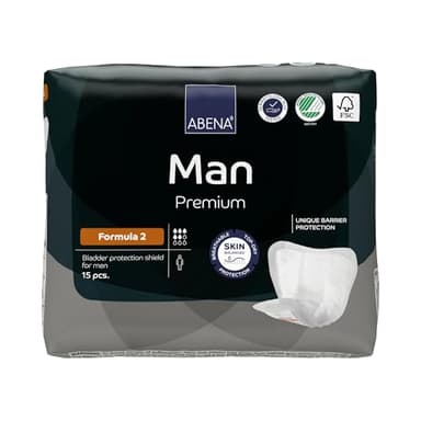 ABENA Man Formula 2, 15 pezzi | Premium protezioni assorbenti per perdite urinarie maschili | Discreti e confortevoli | Ad assorbimento rapido | Traspiranti e confortevoli