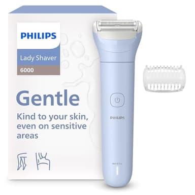 Philips Lady Shaver Serie 6000 - Rasoio senza filo, Wet & Dry, sistema di rasatura a 3 lame, per corpo e gambe, 80 minuti di utilizzo, modello BRL127/00