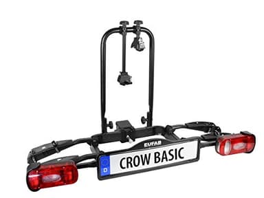EUFAB 11569 - Portabici CROW BASIC, adatto per bici elettrica, parzialmente premontato, per 2 biciclette, per gancio di traino