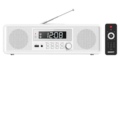 Canali Hi-FI Stereo Home CD Stereo, Micro Chaine CD/MP3/USB FM/Bluetooth Stereo/Ausiliario/con Dual Allarme/20W RMS,Lettore CD per la casa