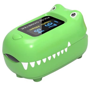 GIMA - Pulsossimetro Pediatrico Oxy 0, Misura la Saturazione di Ossigeno (Spo2) e Le Pulsazioni nei Bambini, Coccodrillo, 35057